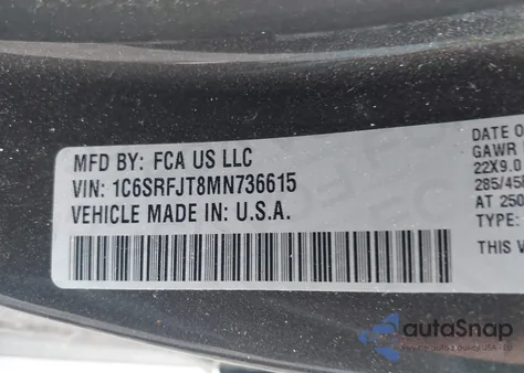 2021 Ram 1500 Laramie 4X4 5'7 Box from USA, damaged, VIN 1C6SRFJT8MN736615